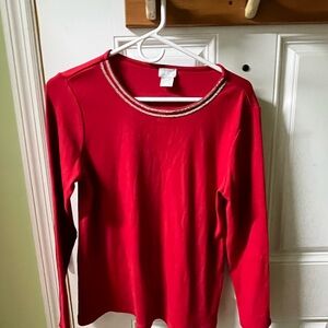Chico's Red Top with Silver Accents